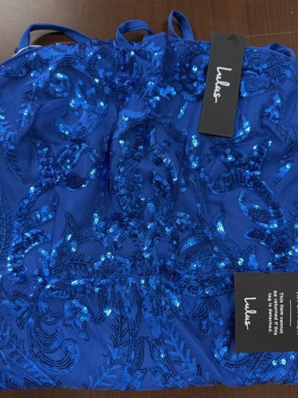 Lulus Divine Energy Royal Blue Sequin Lace-Up A-line Mini Dress NWT - Picture 5 of 8